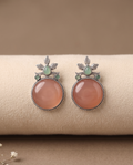 Oxidised Pink Stone Stud Earrings