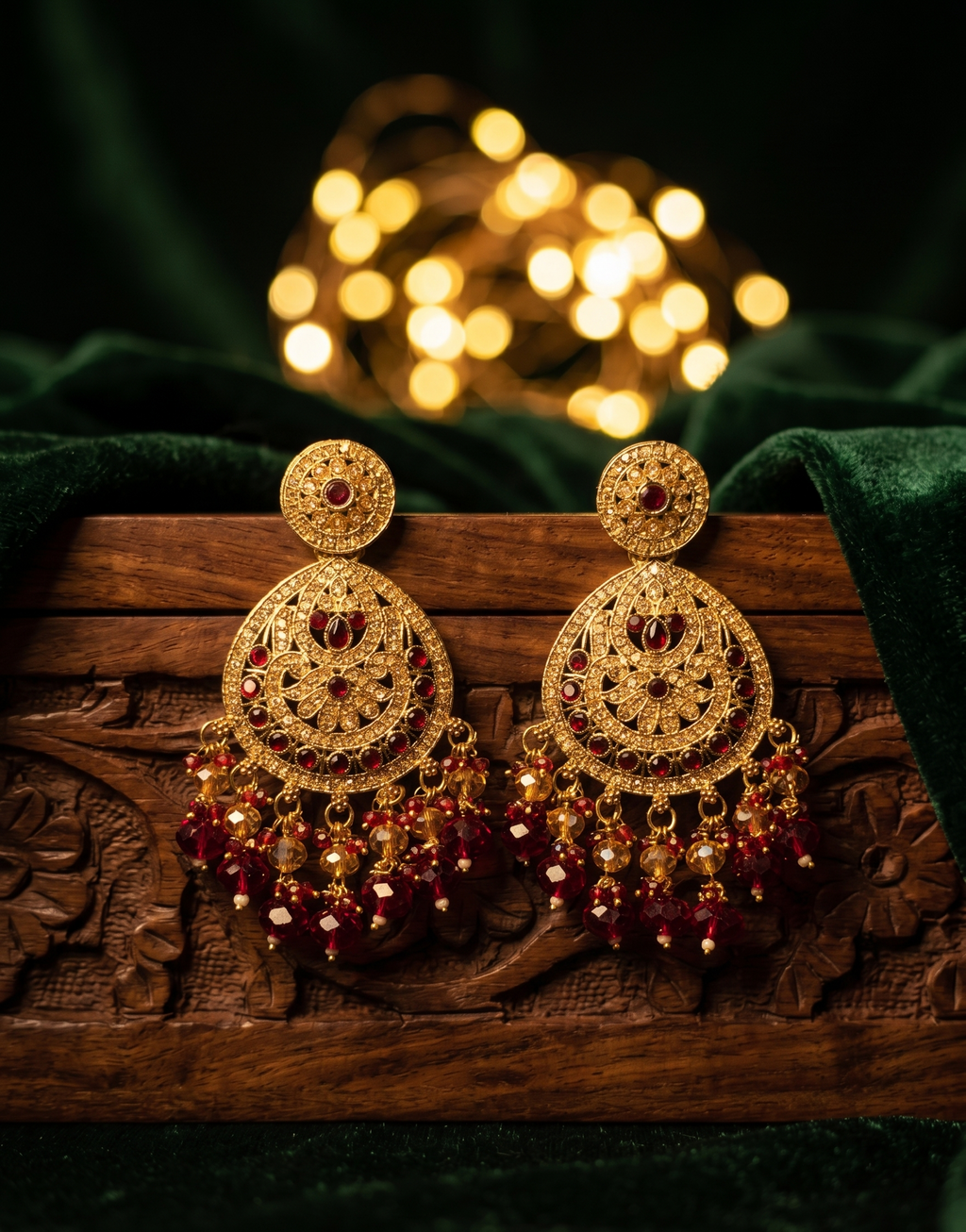 Aabira Kundan Chandbalis - Ruby Red