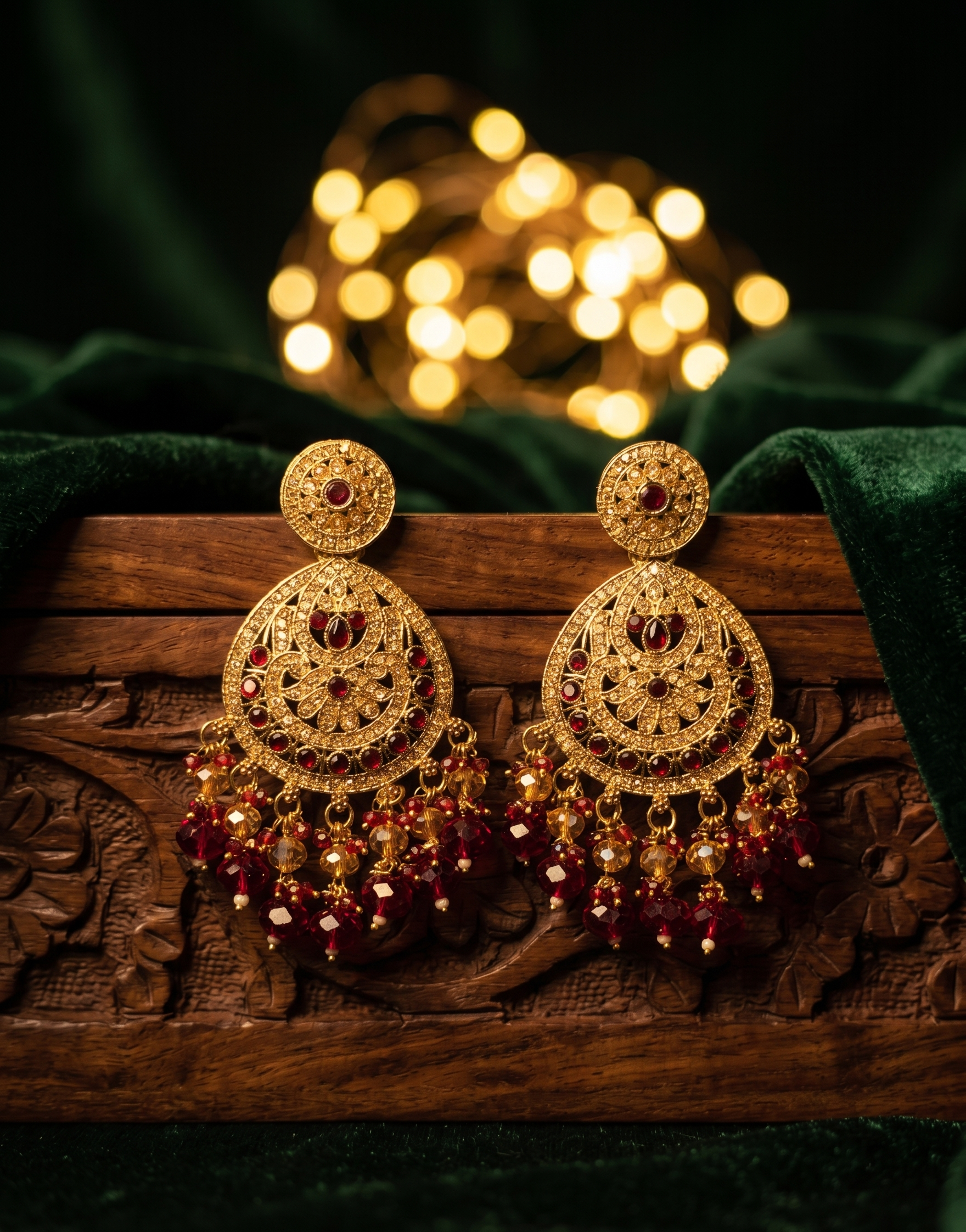 Aabira Kundan Chandbalis - Ruby Red