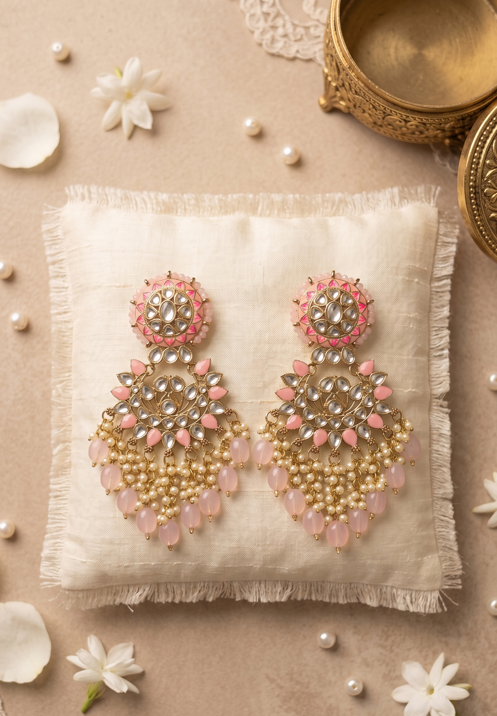 Noor Kundan Chandbalis - Rose Blush