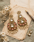 Veloura Kundan Floral Drops - Peach Love