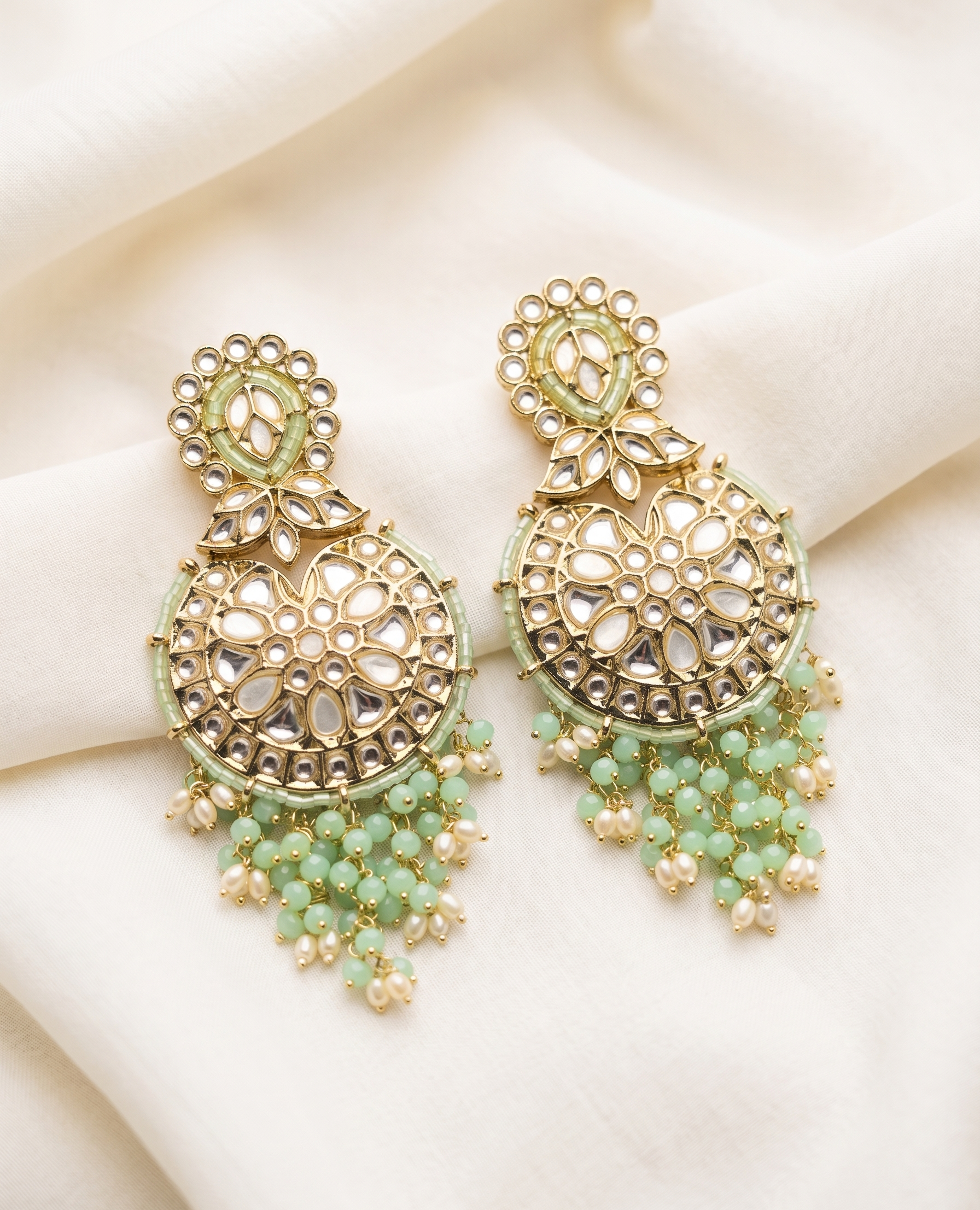 Ella Ceramic Chand Drops - Mint Green