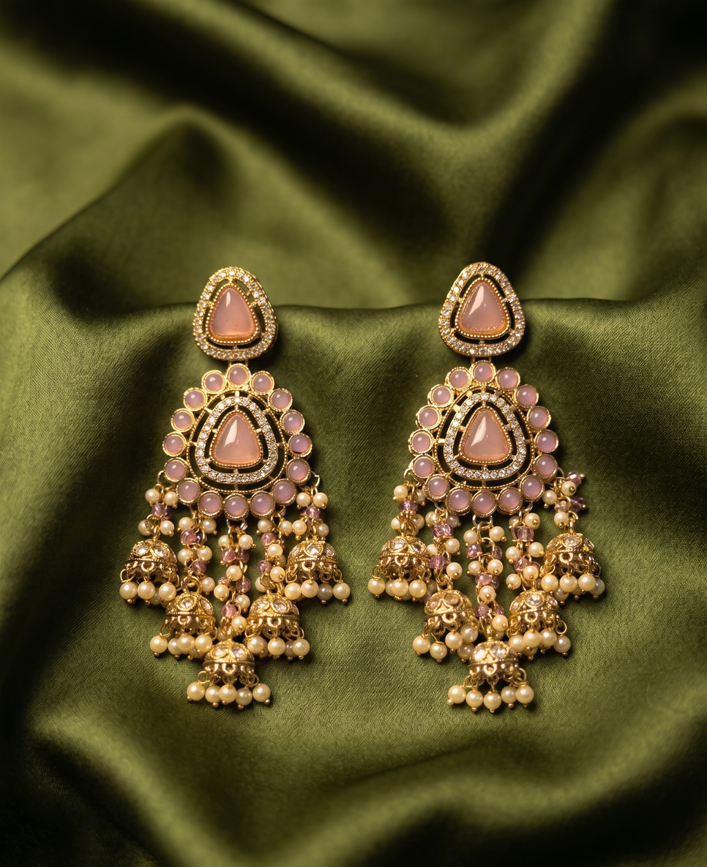 Gulnaar Kundan Jhumka Drops - Lavender Lush