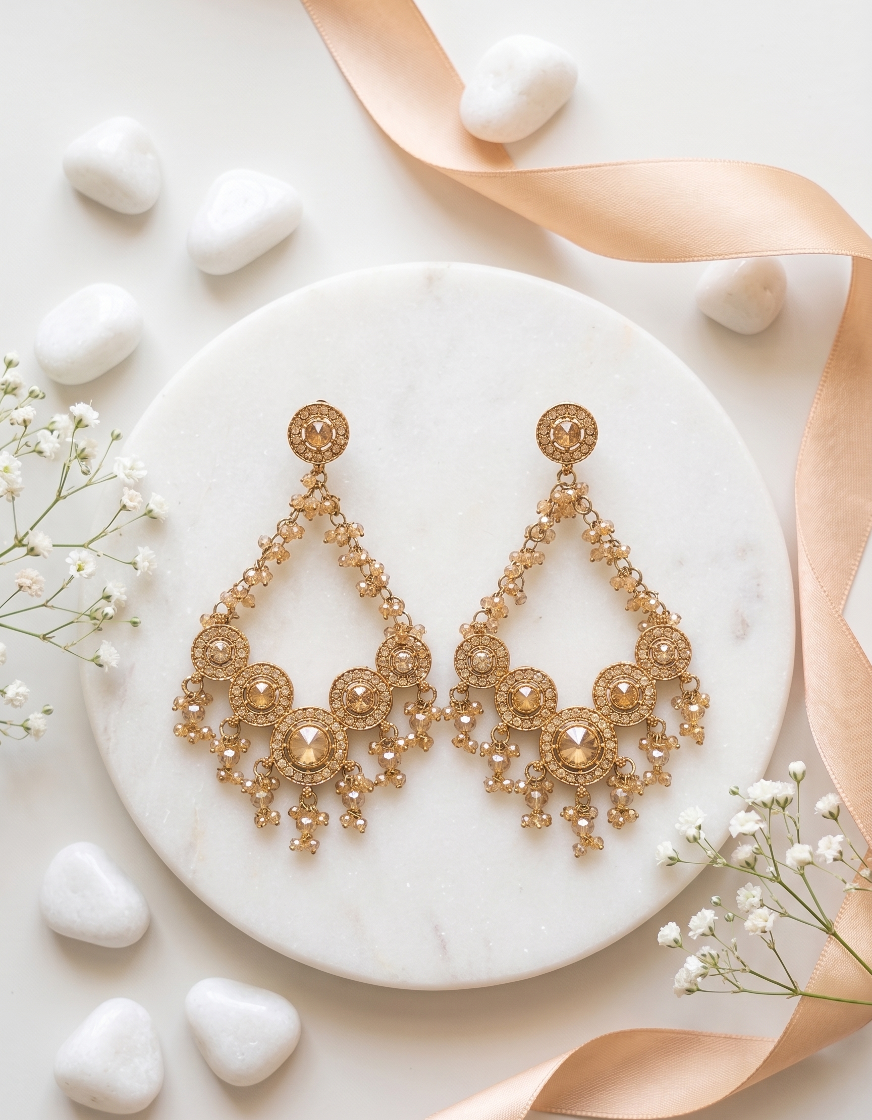 Ayla Kundan Hoop Drops - Royal Gold
