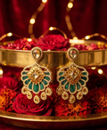 Elaria Kundan Floral Drops - Forest Green