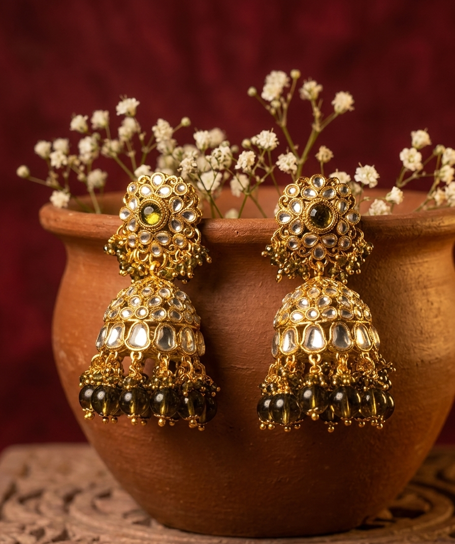 Meher Kundan Jhumkas - Mehendi Glow