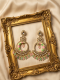 Celestial Pearl Chandbali - Blush and Green
