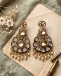 Veloura Kundan Floral Drops - Ivory Glow
