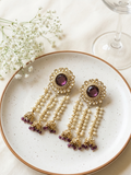 Noorza Kundan Tassel Drops - Deep Lavender