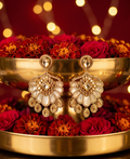 Elaria Kundan Floral Drops - Ivory Glow