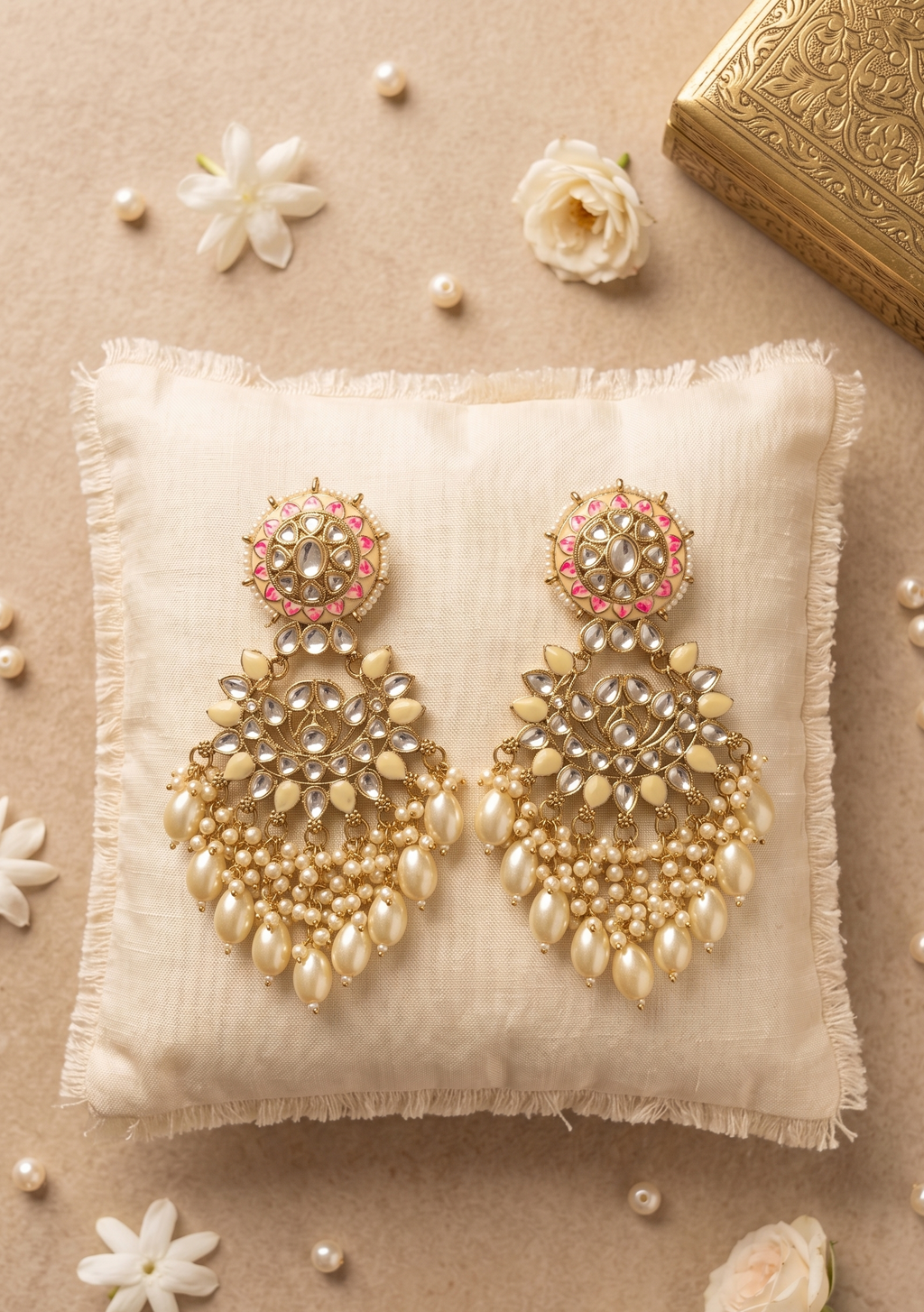 Noor Kundan Chandbalis - Ivory