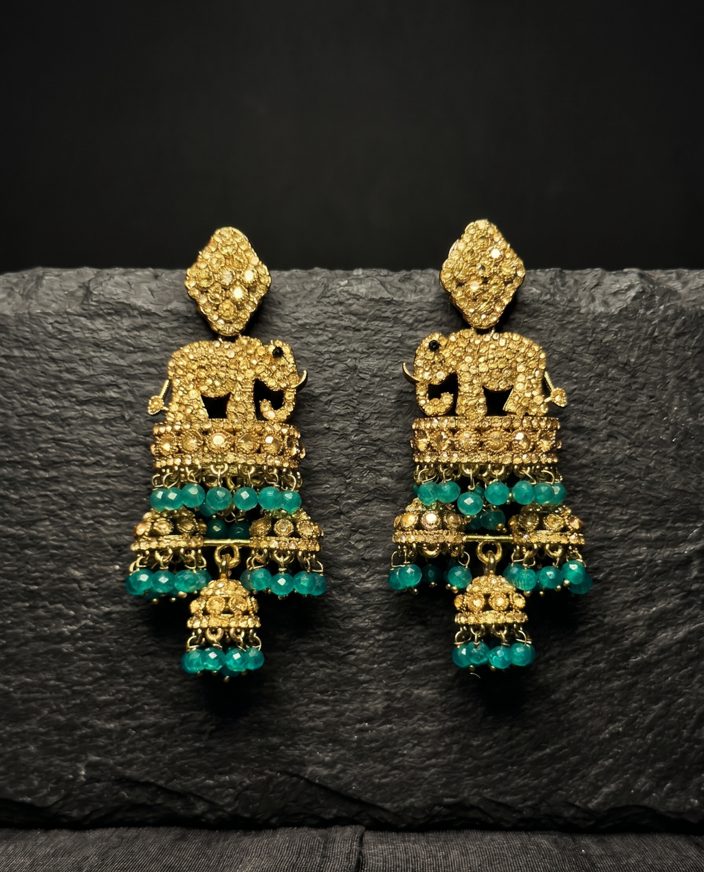 Airavat Jhumka Drops - Aqua Sage