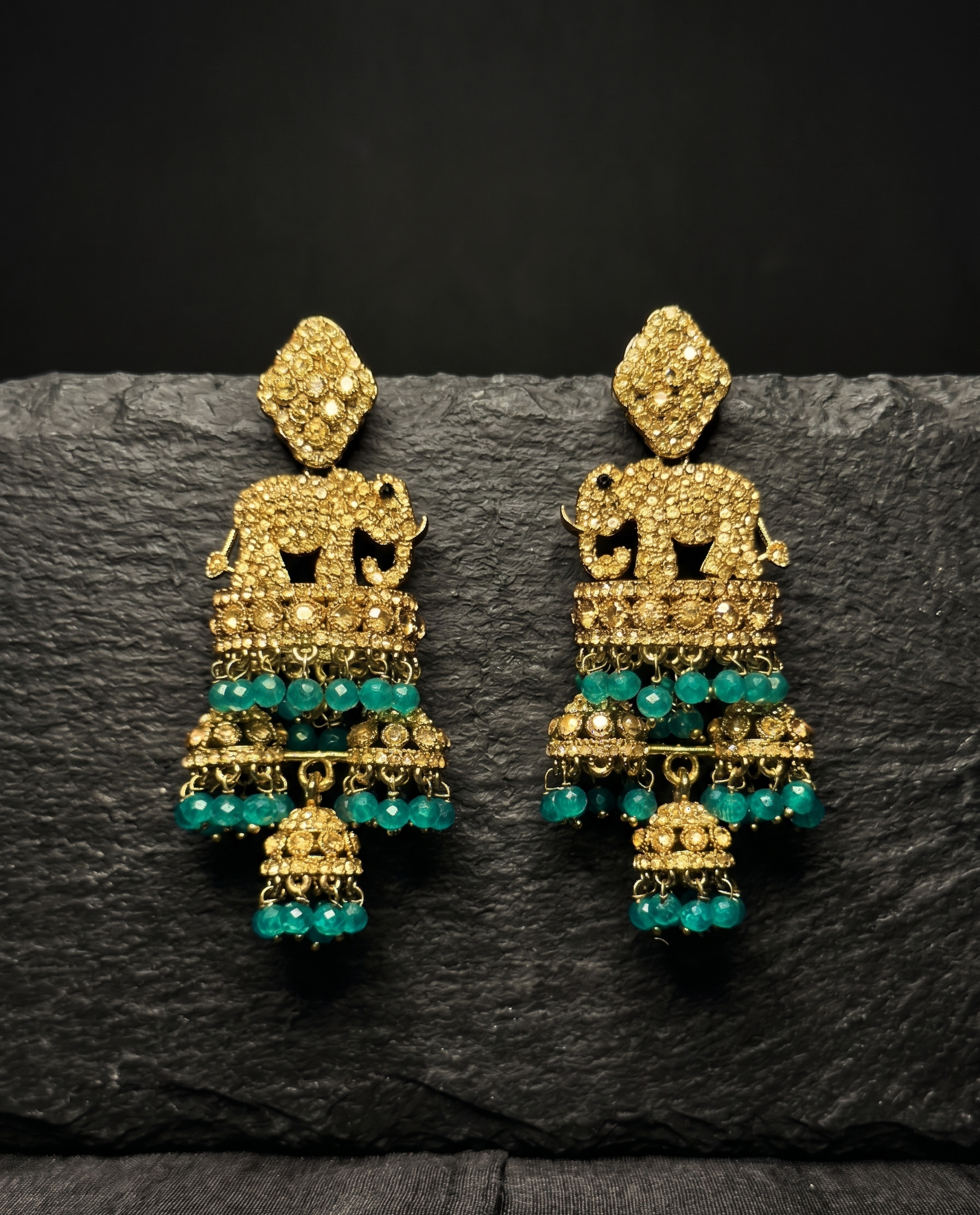 Airavat Jhumka Drops - Aqua Sage