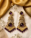 Regal Kundan Statement Drops - Wine