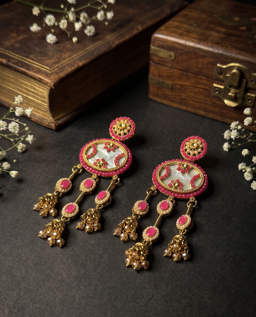 Cascade Kundan Drops - Rosé Pink