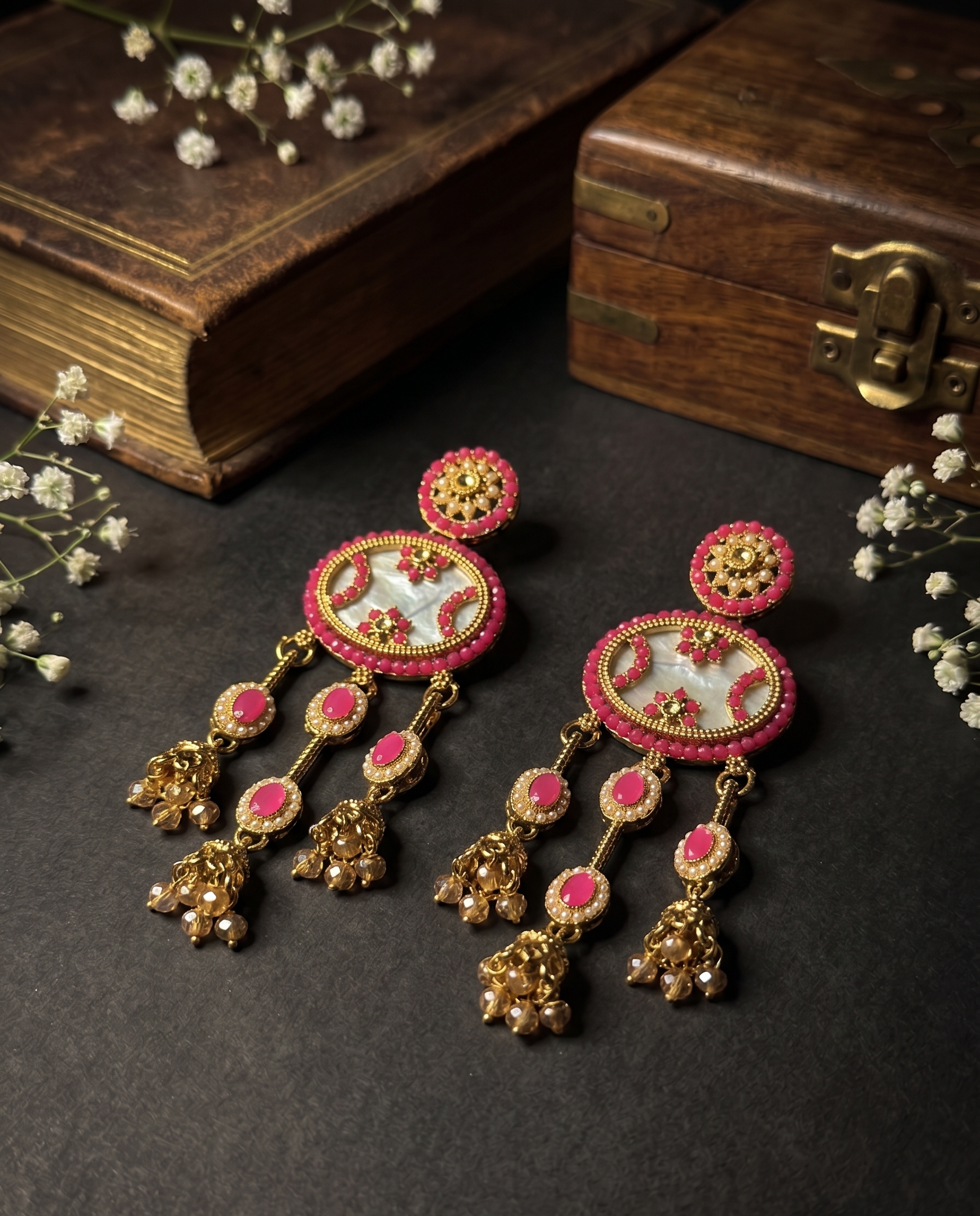 Cascade Kundan Drops - Rosé Pink