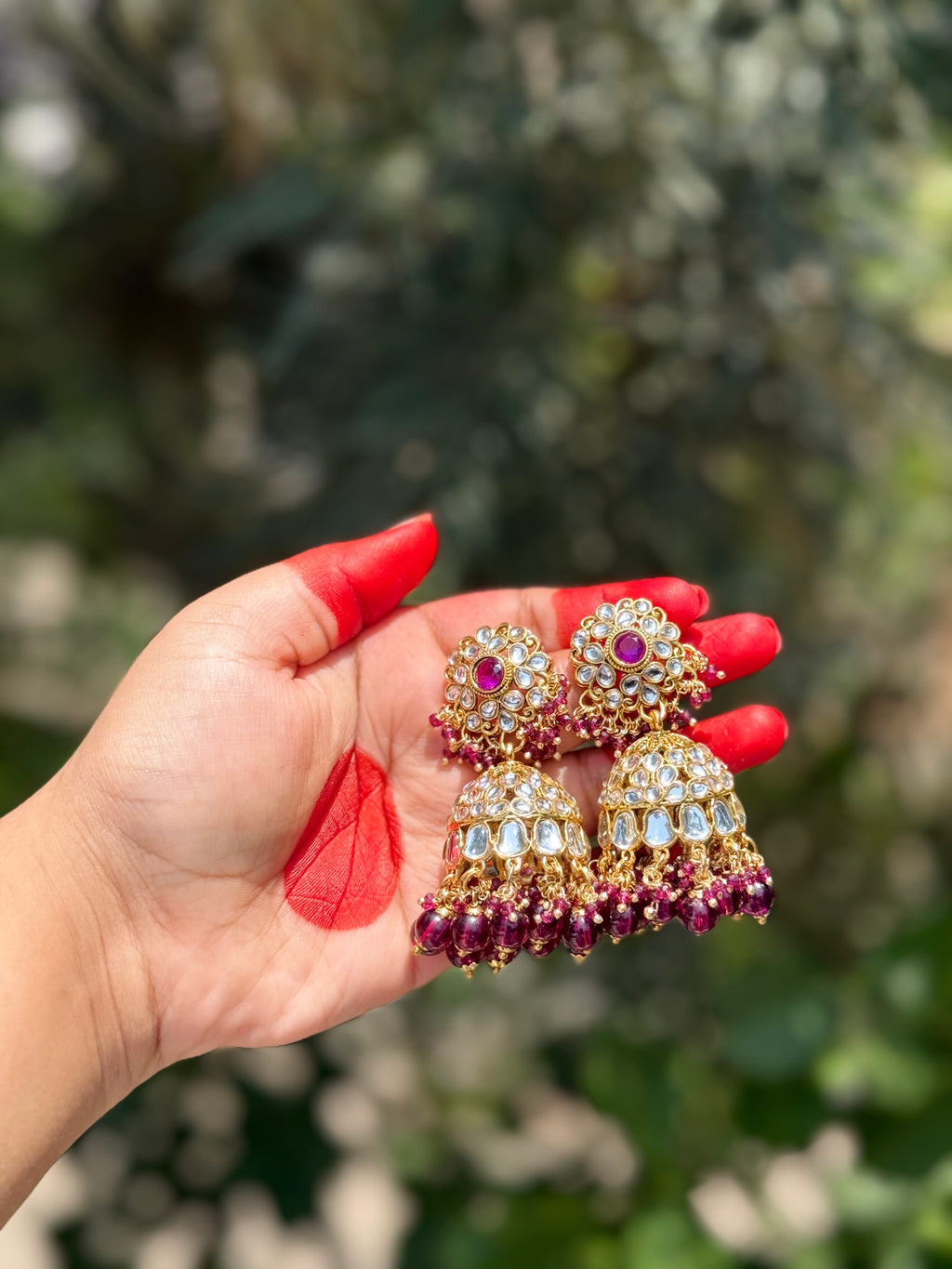 Meher Kundan Jhumkas - Wine love