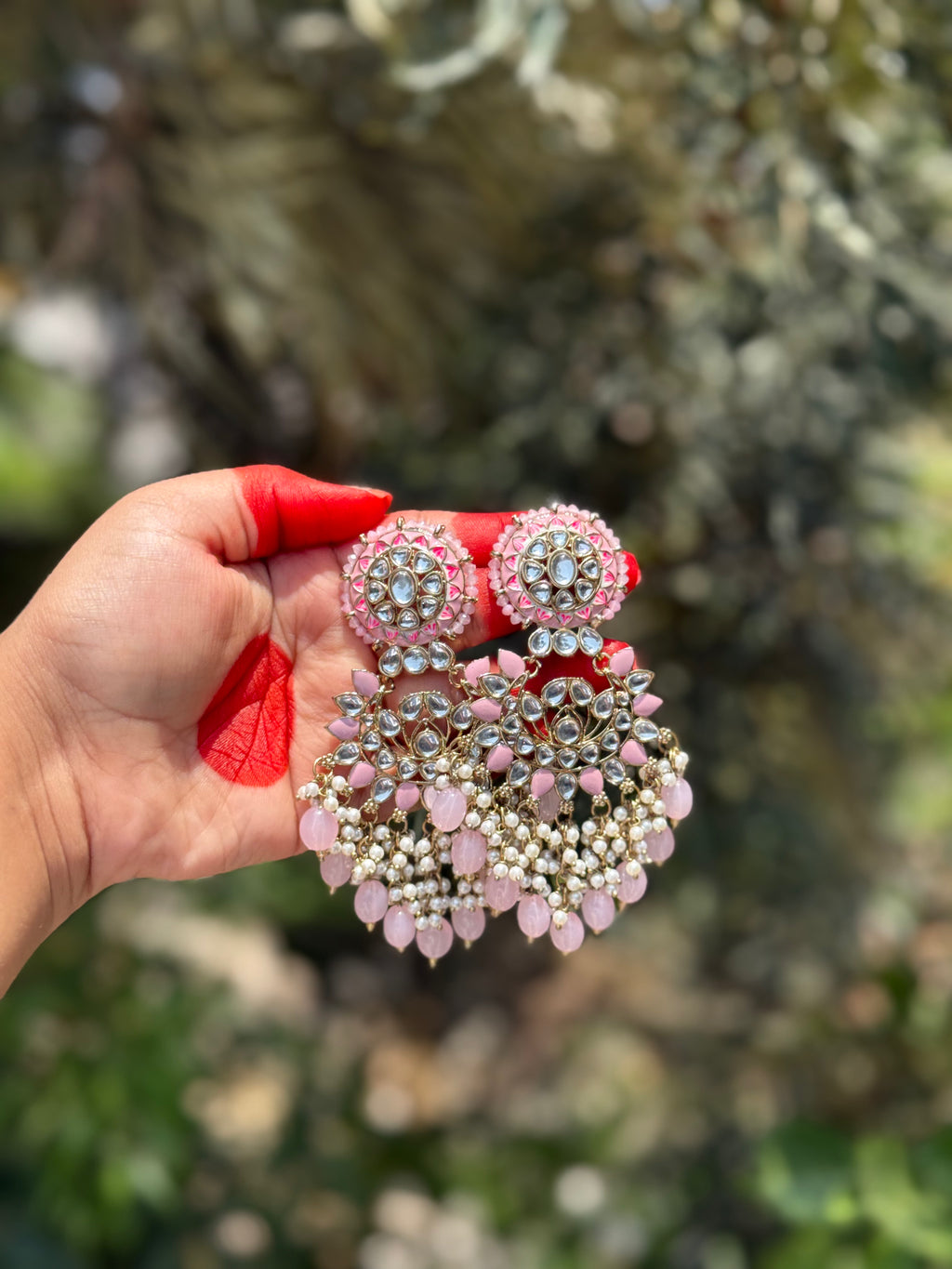 Noor Kundan Chandbalis - Rose Blush