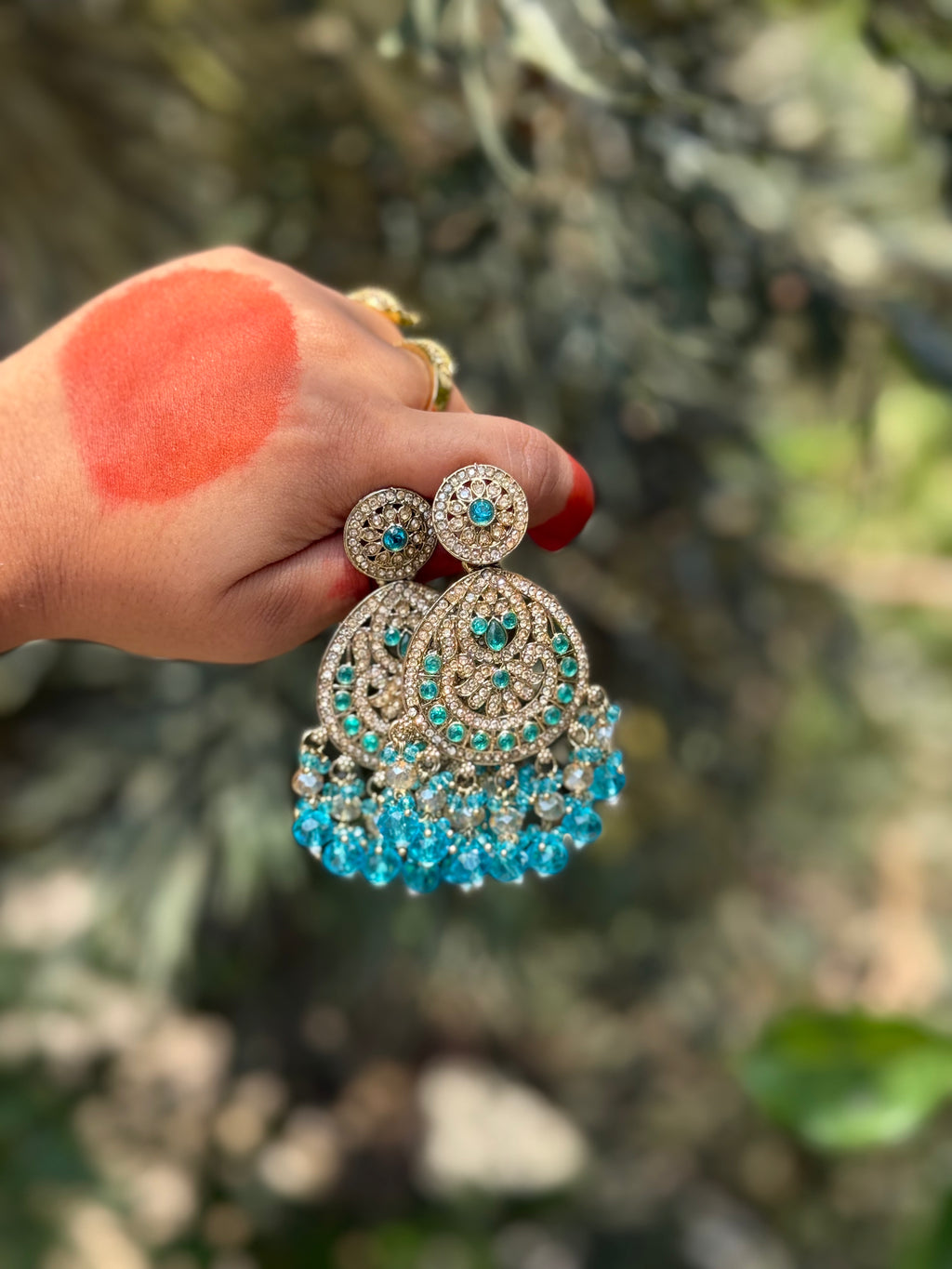 Aabira Kundan Chandbalis - Ocean Teal
