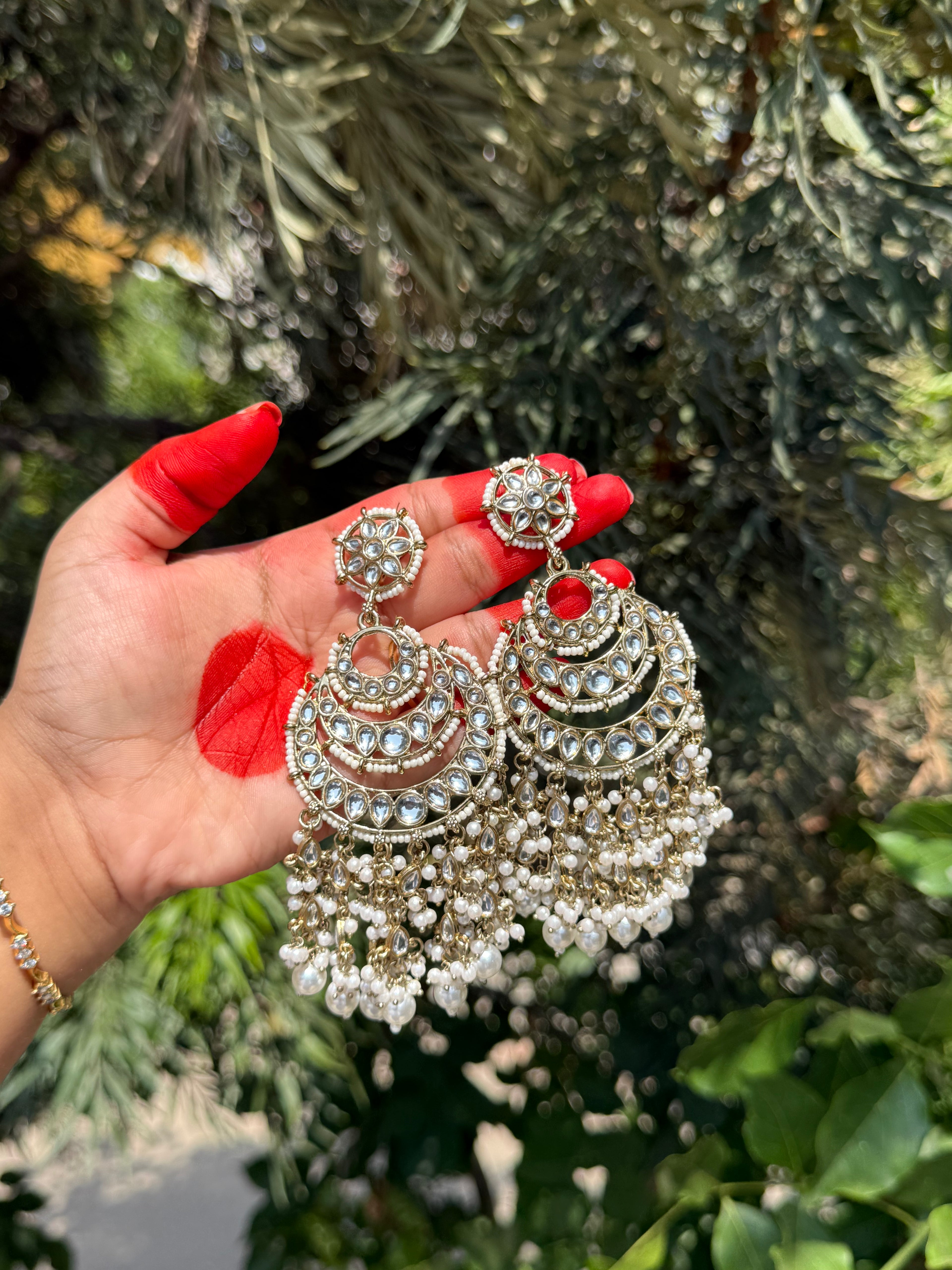 Royal Pearl Chandbali – Ivory