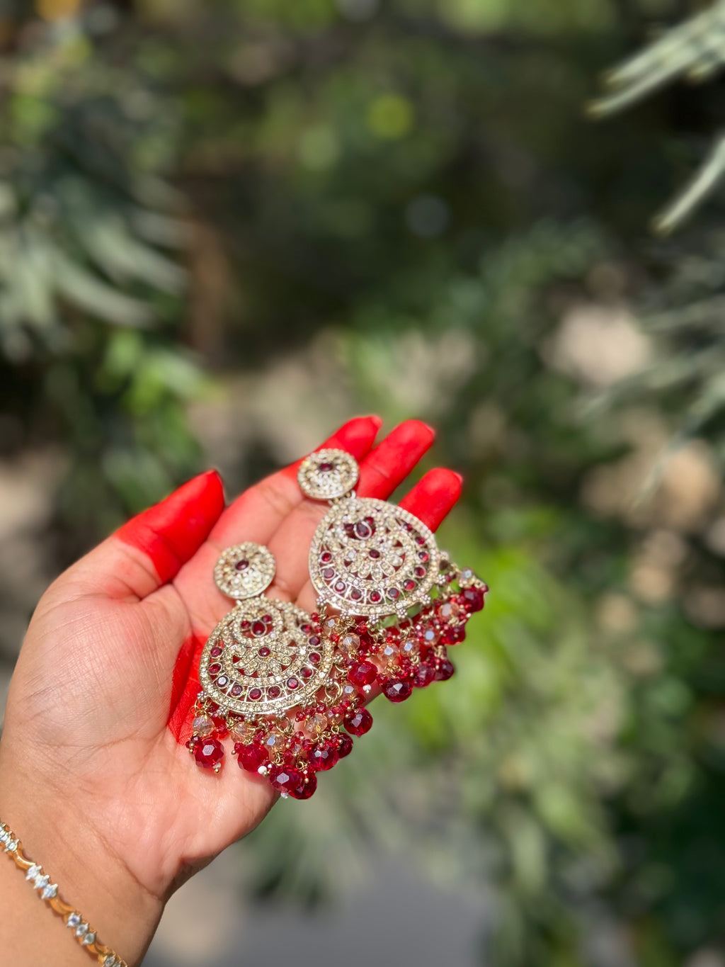Aabira Kundan Chandbalis - Ruby Red