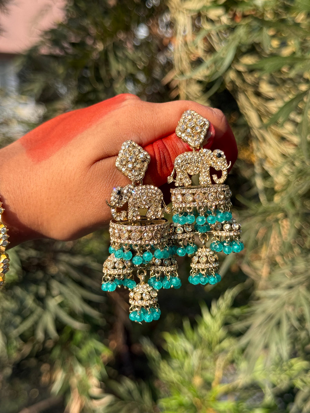 Airavat Jhumka Drops - Aqua Sage