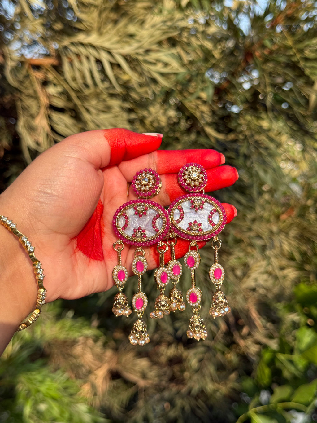 Cascade Kundan Drops - Rosé Pink