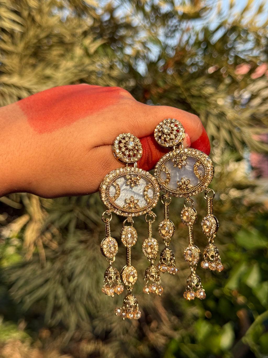 Cascade Kundan Drops - Moonlit Ivory