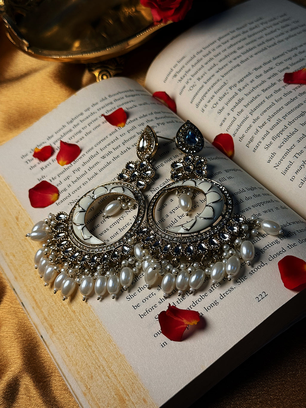Celestial Pearl Chandbali - Ivory White