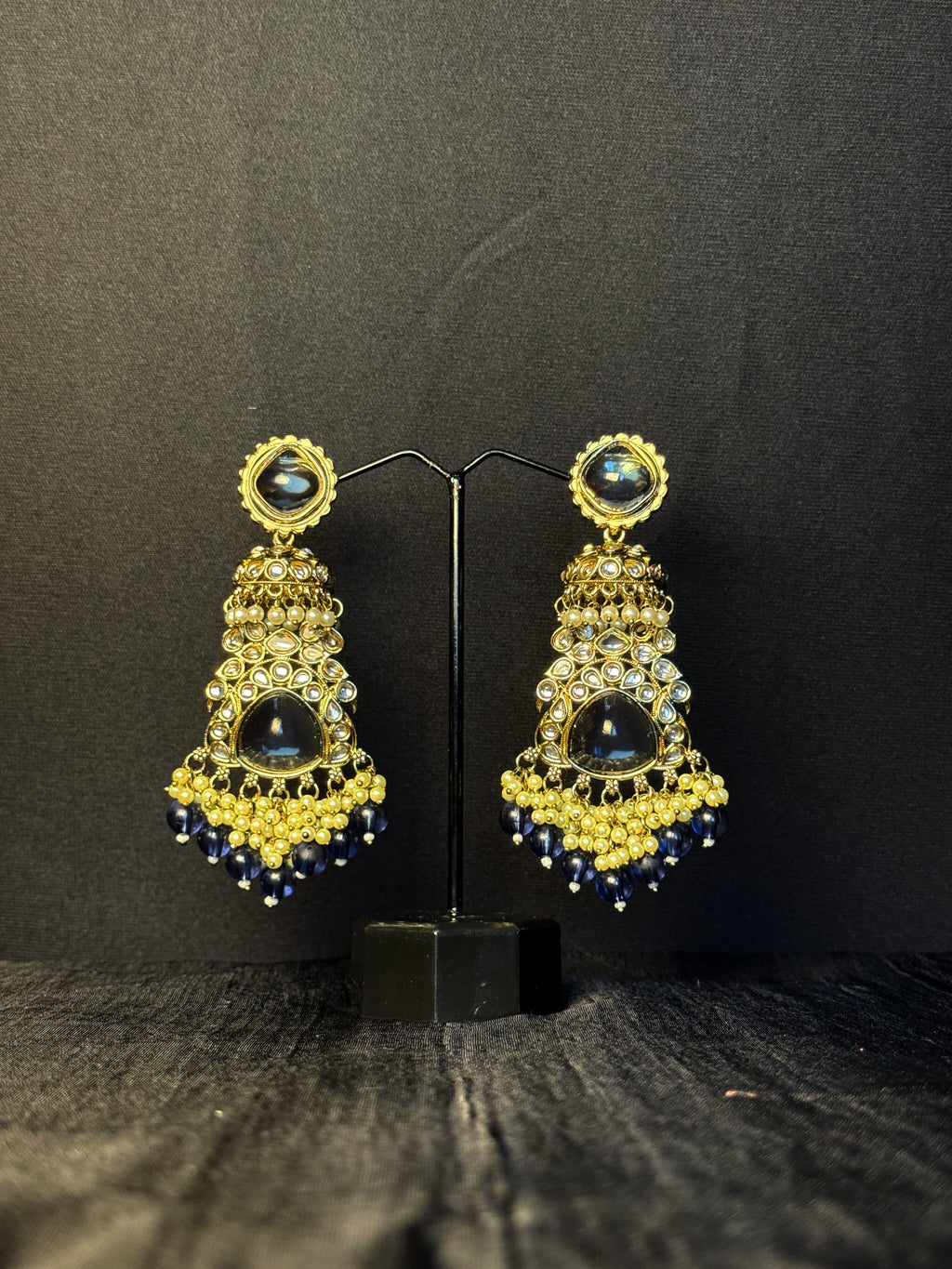 Regal Kundan Statement Drops - Royal Blue