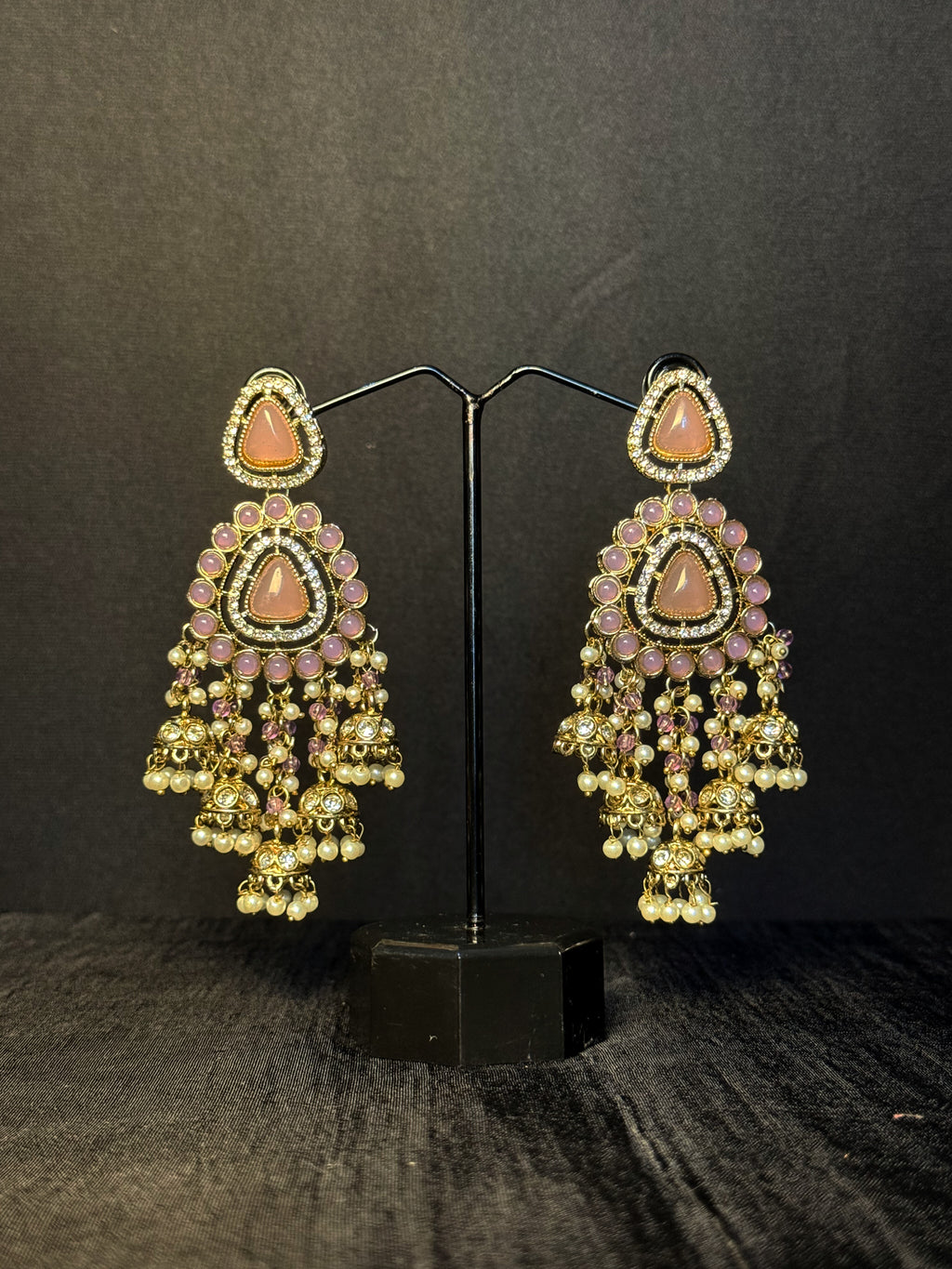Gulnaar Kundan Jhumka Drops - Lavender Lush