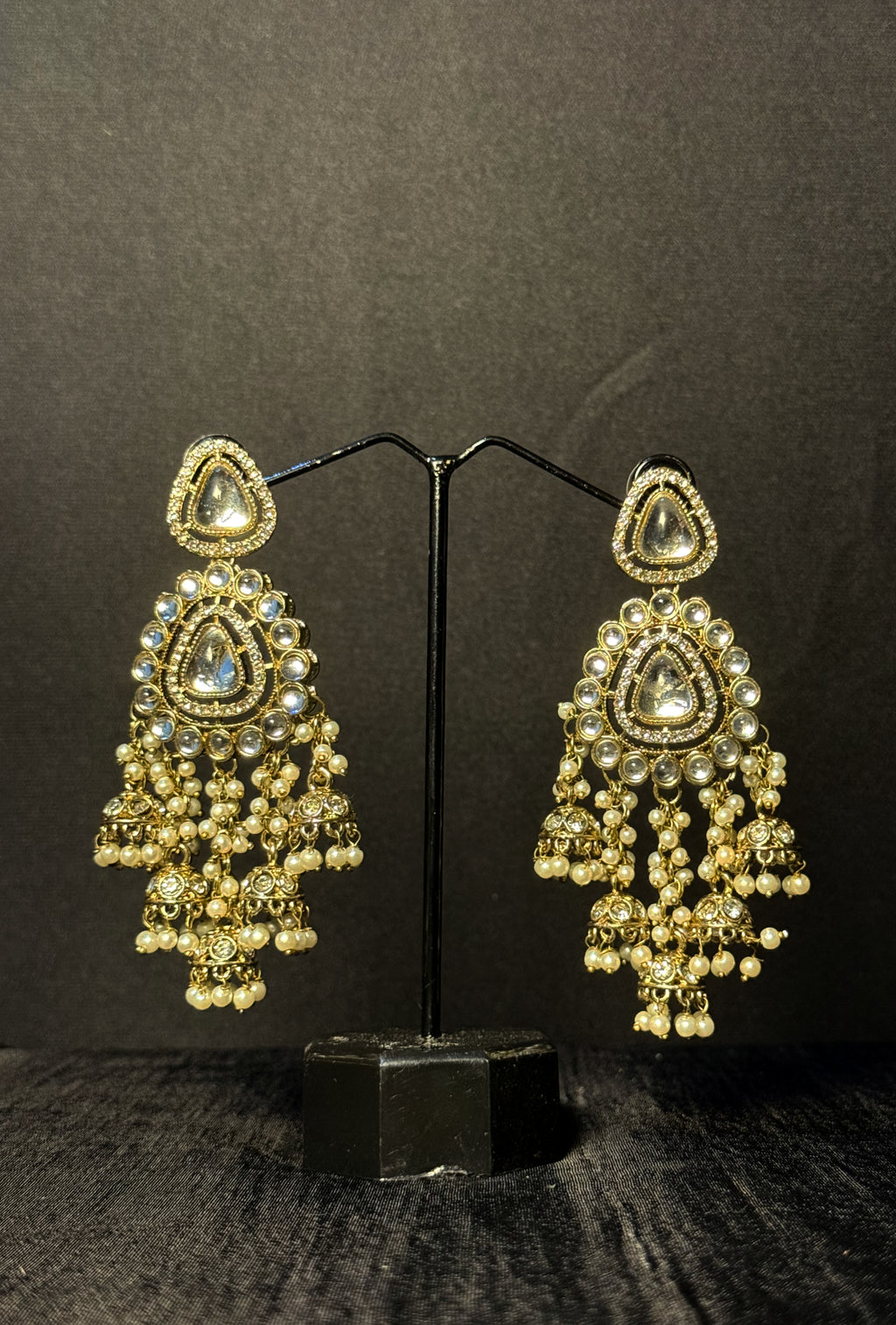 Gulnaar Kundan Jhumka Drops - White