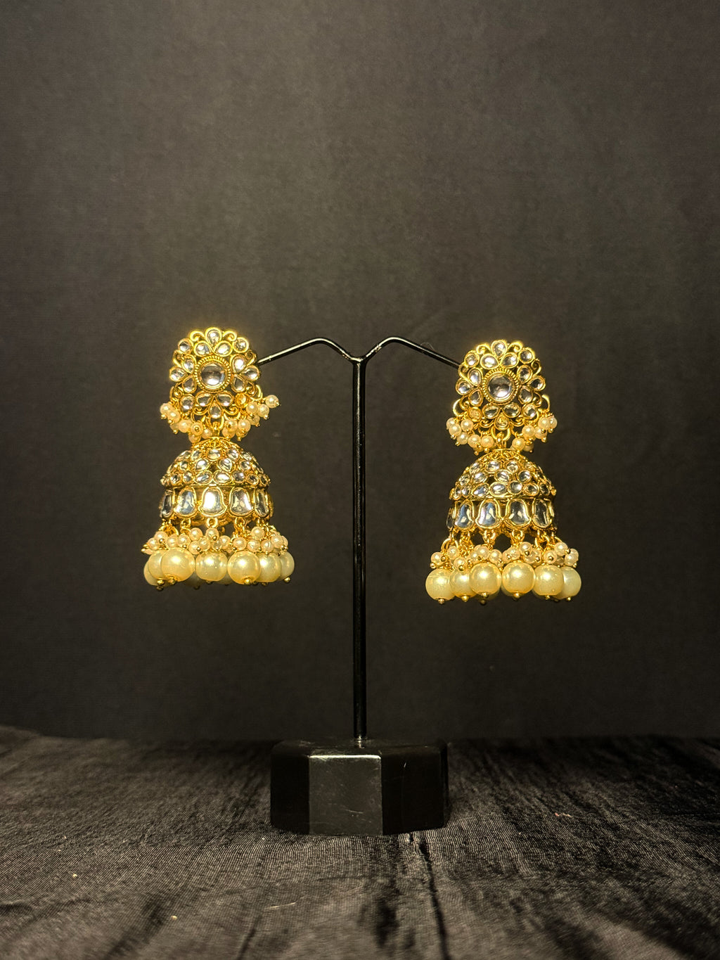 Meher Kundan Jhumkas - Royal Ivory
