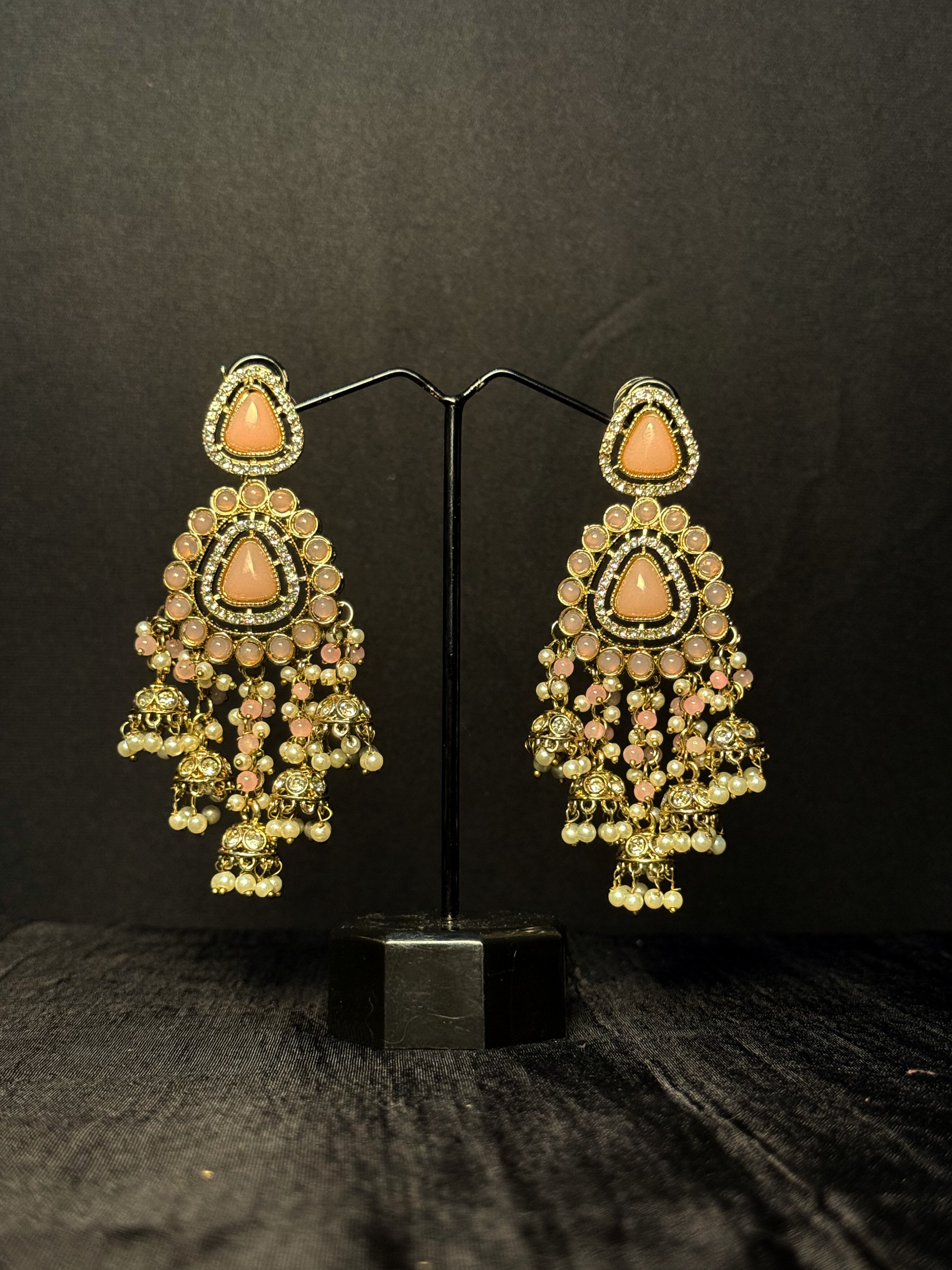 Gulnaar Kundan Jhumka Drops - Blush Pink