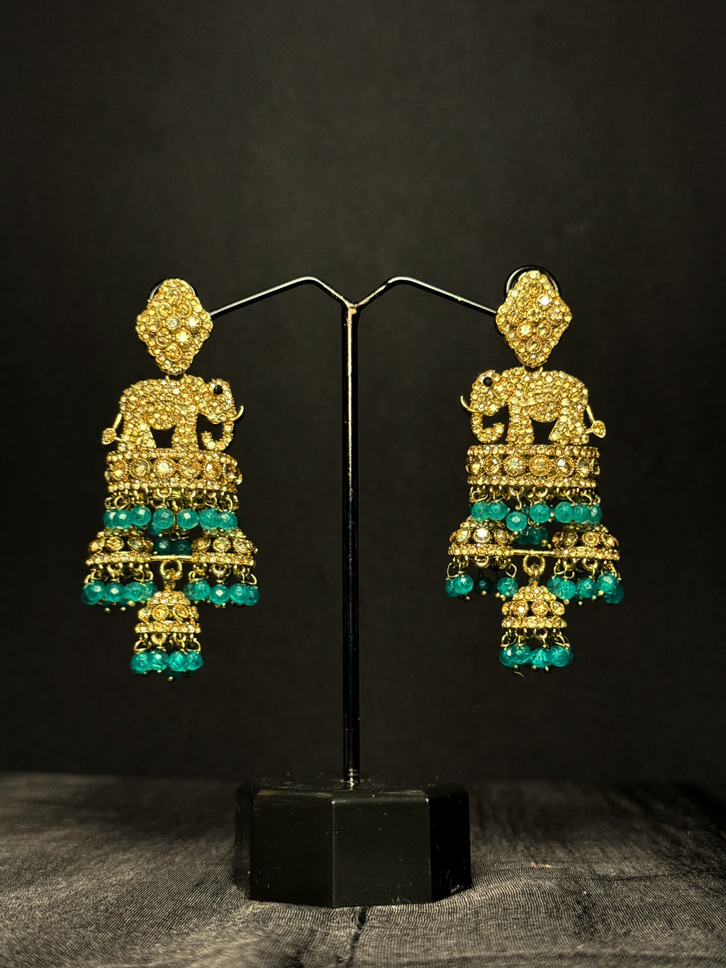 Airavat Jhumka Drops - Aqua Sage