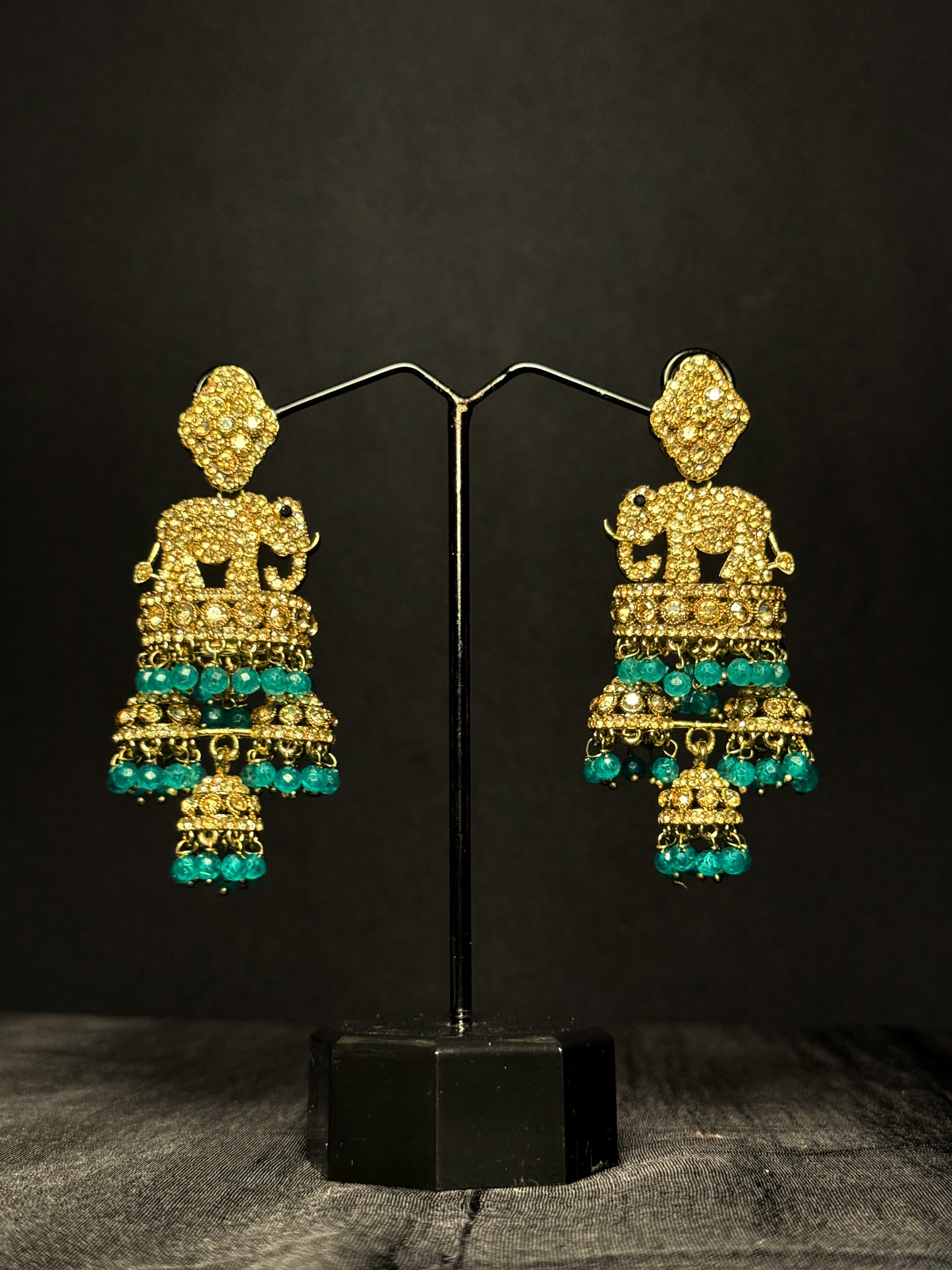 Airavat Jhumka Drops - Aqua Sage