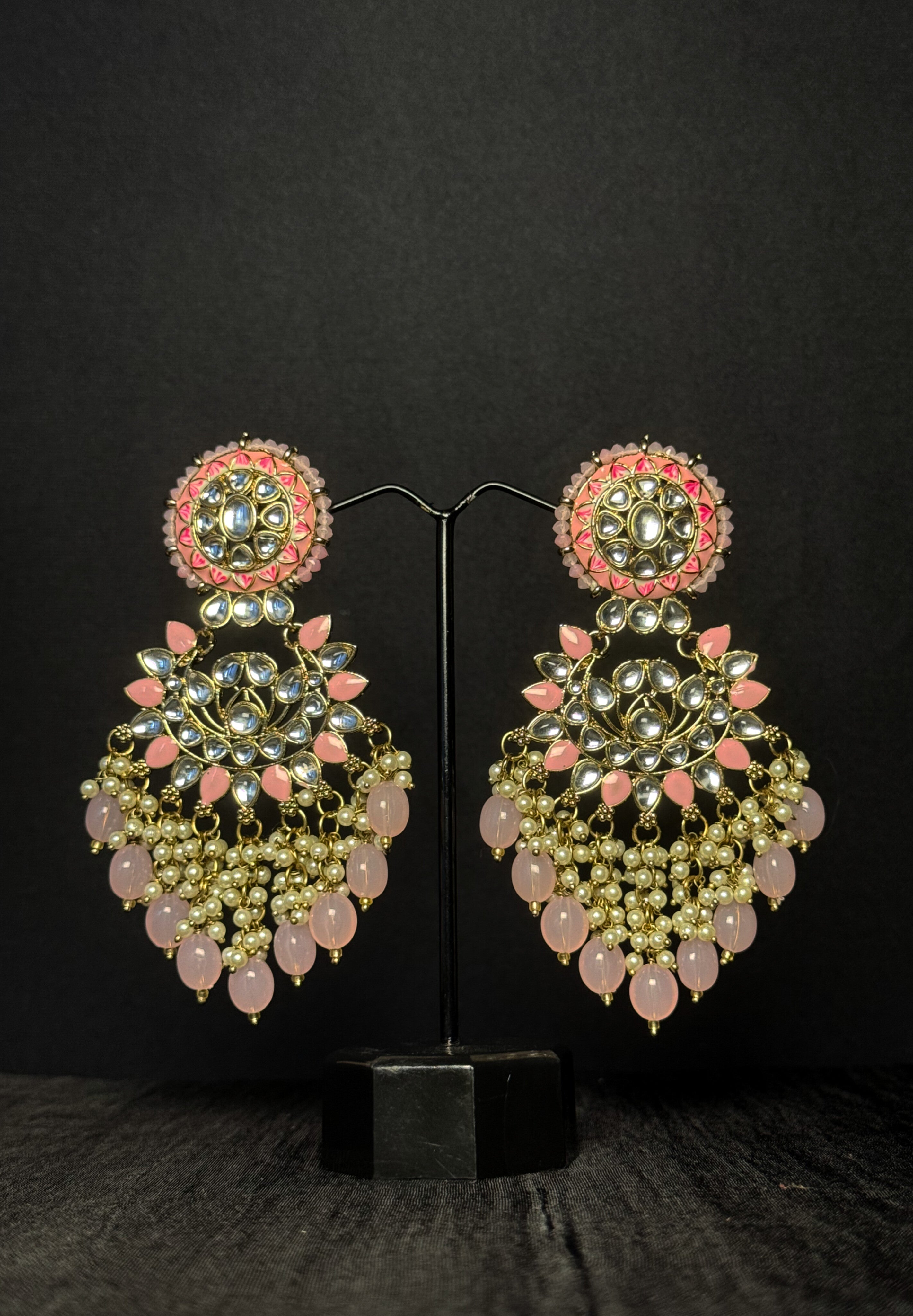 Noor Kundan Chandbalis - Rose Blush
