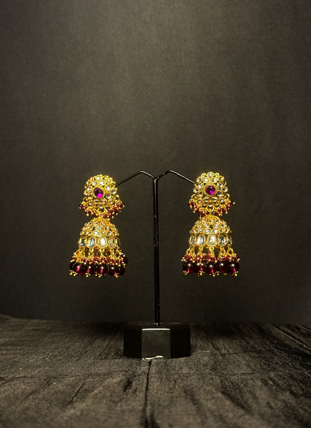 Meher Kundan Jhumkas - Wine love