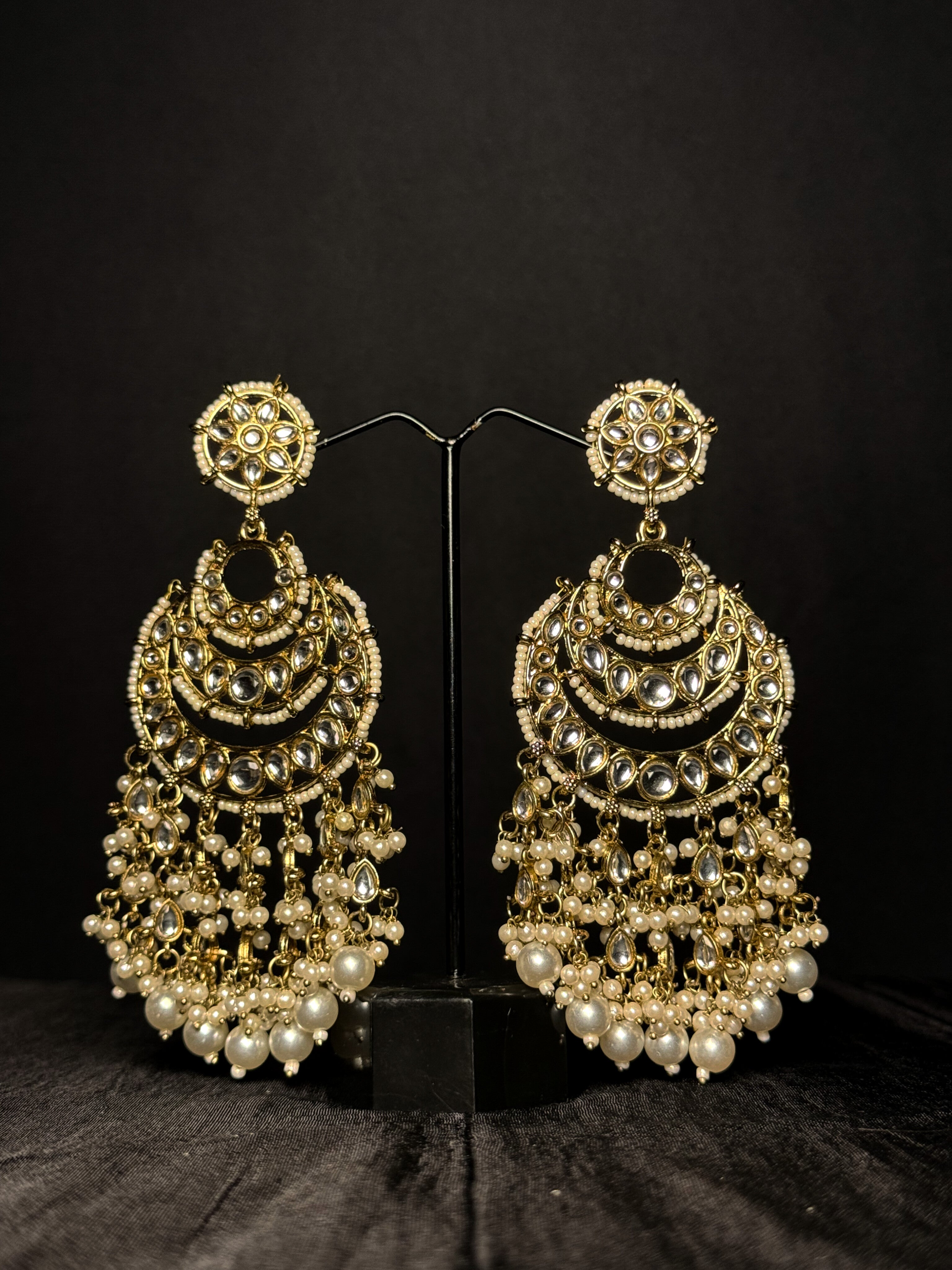 Royal Pearl Chandbali – Ivory