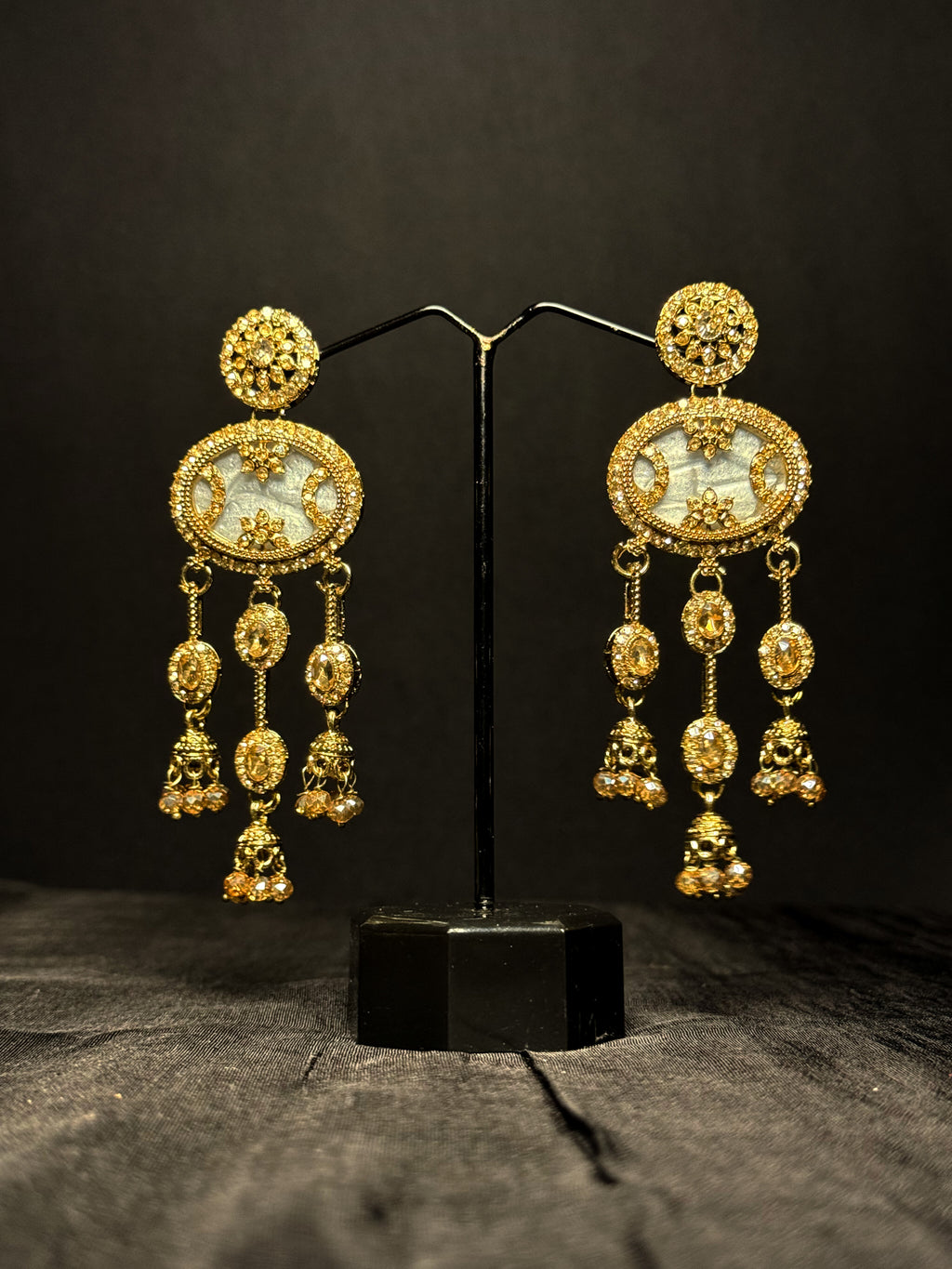 Cascade Kundan Drops - Moonlit Ivory