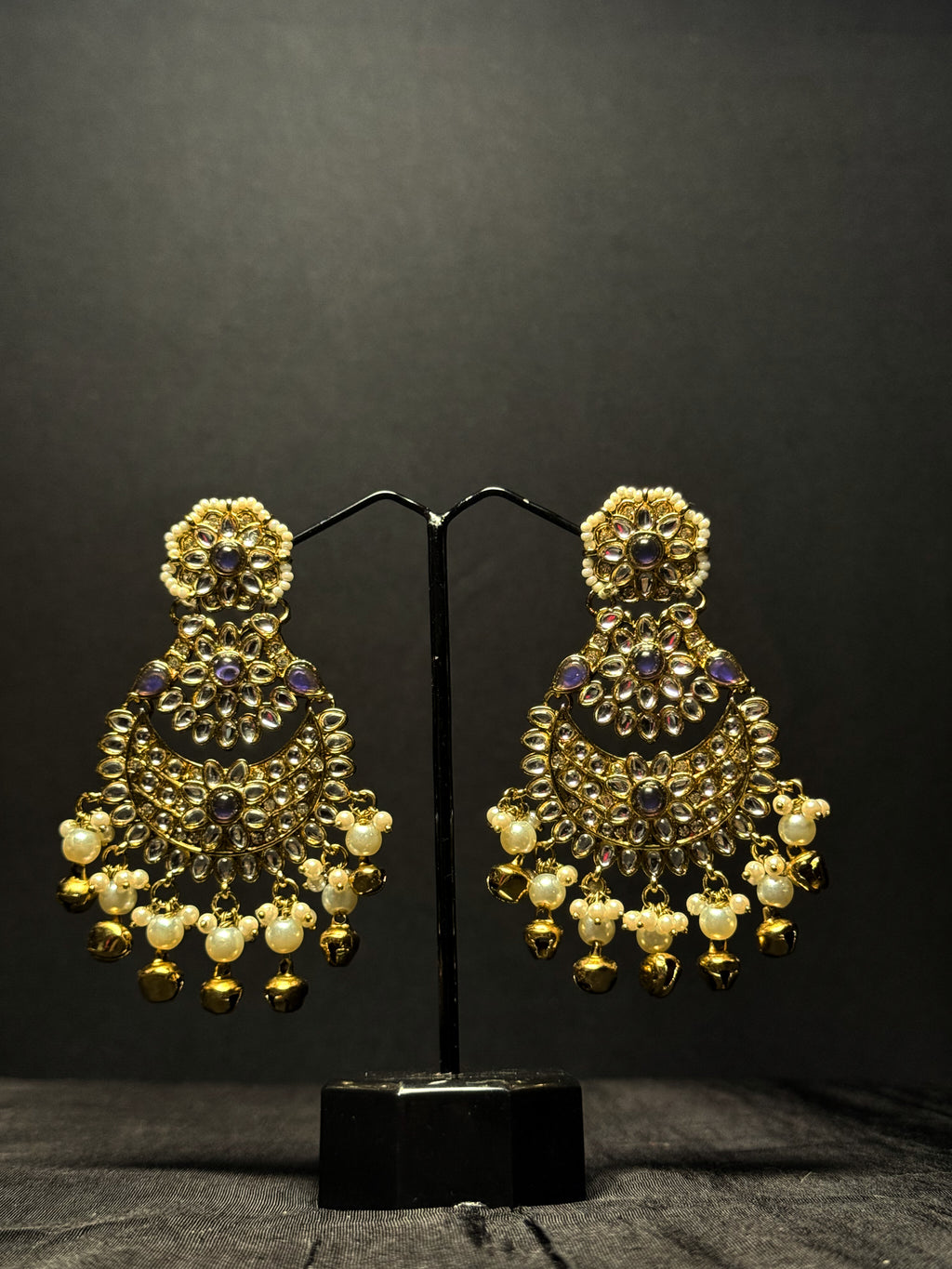 Aarzoo Kundan Chandbalis - Lavender Lush