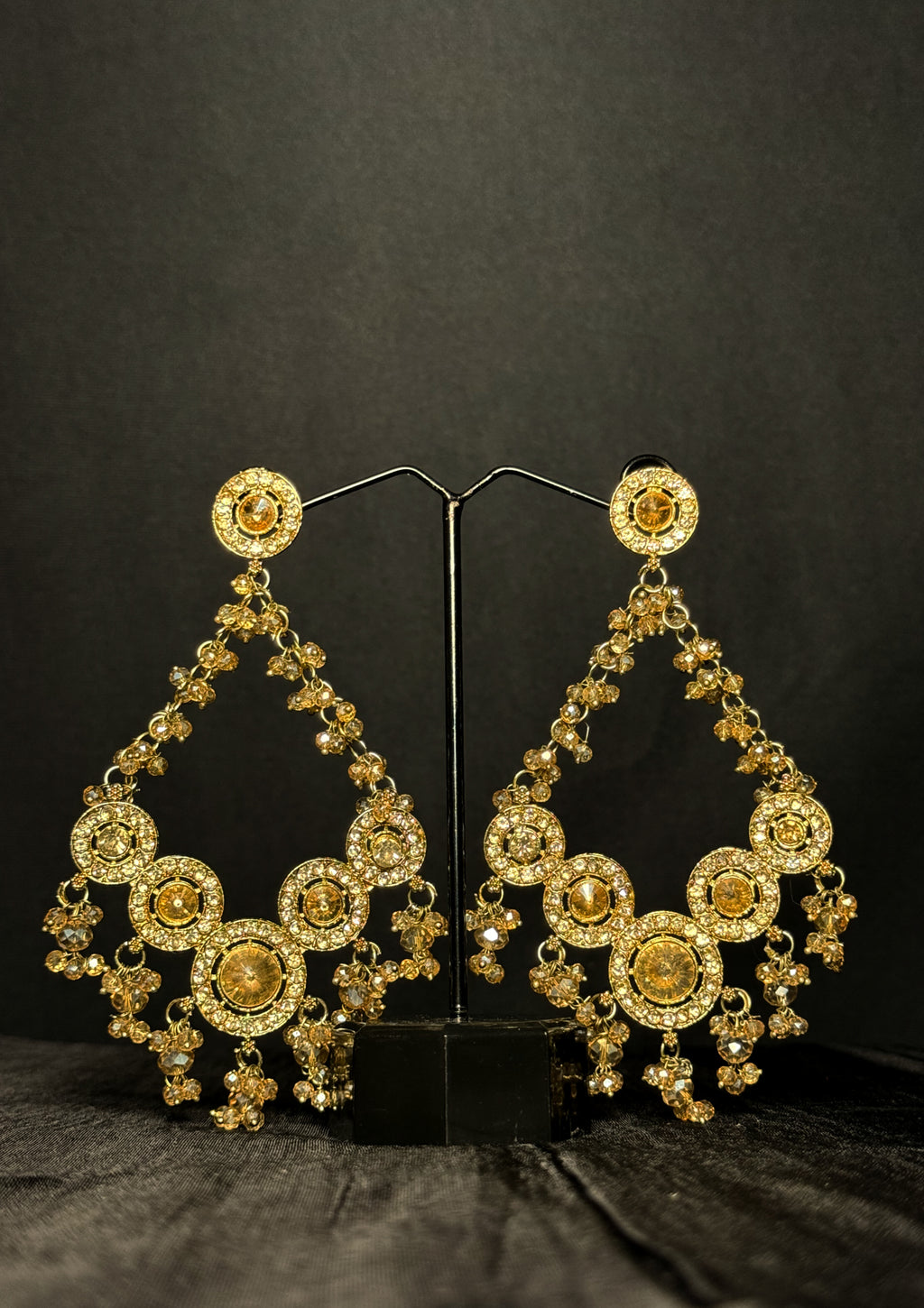 Ayla Kundan Hoop Drops - Royal Gold