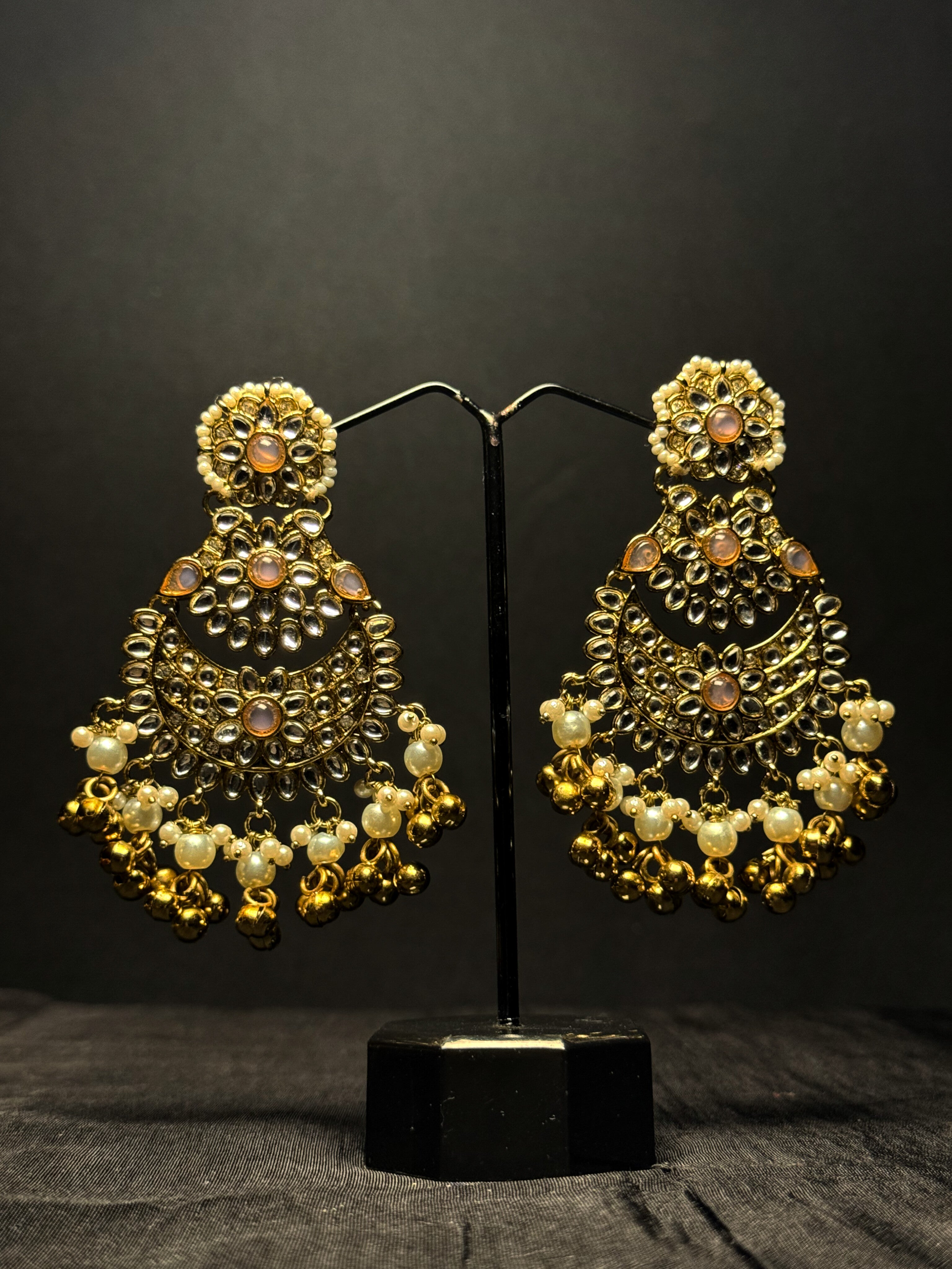 Aarzoo Kundan Chandbalis - Blush Pink
