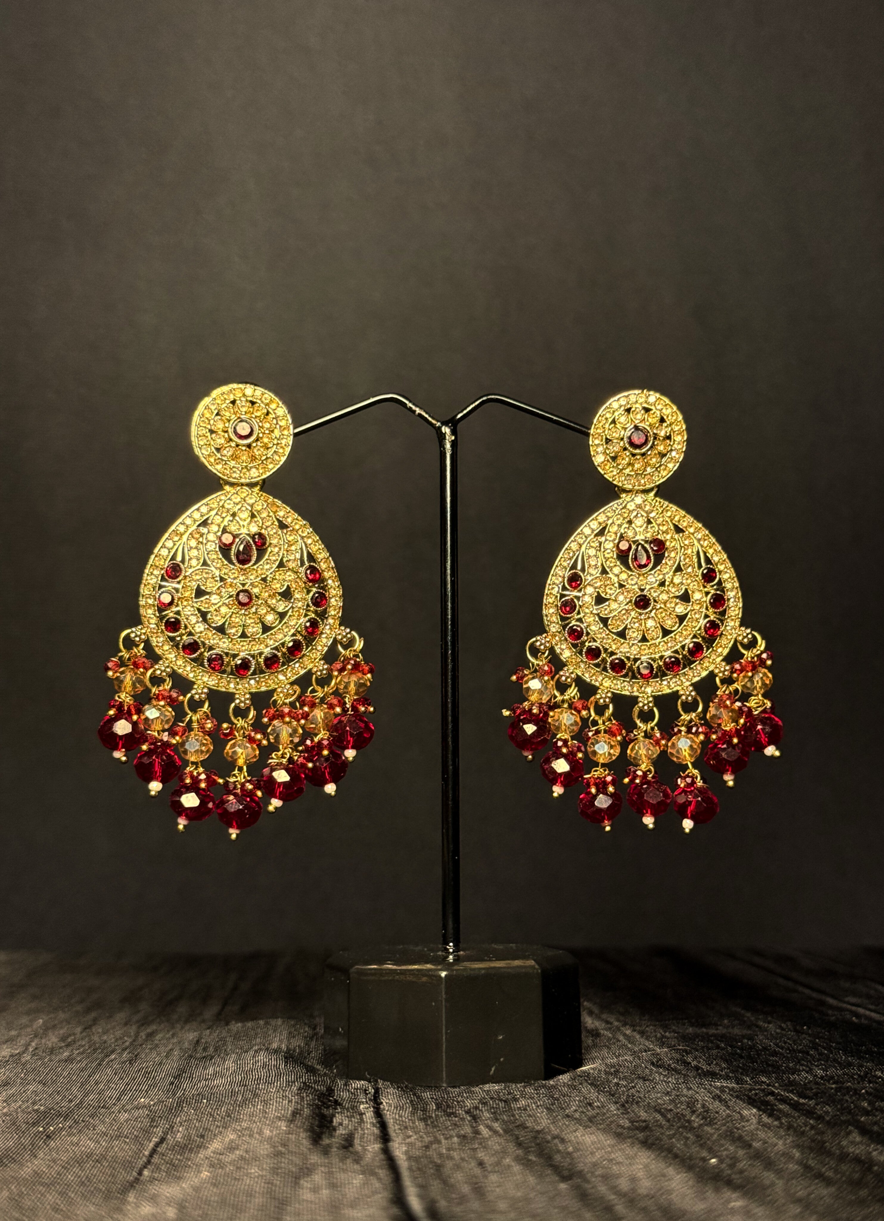 Aabira Kundan Chandbalis - Ruby Red